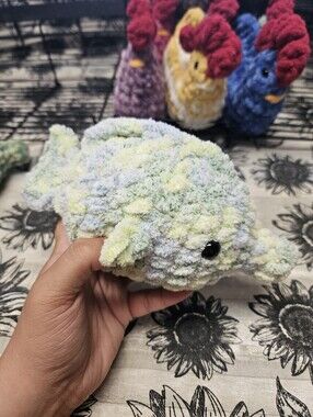 Hand Crafted Pastel Blue & Green Plush Fish Toy